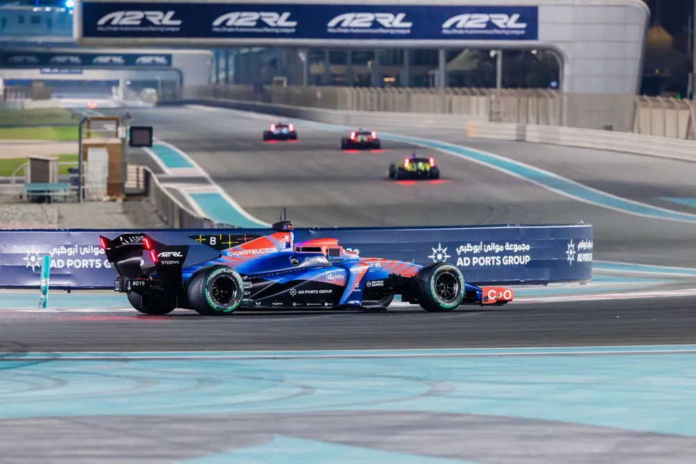 Constructor Racing car number 8 in Corpay livery racing at Yas Marina