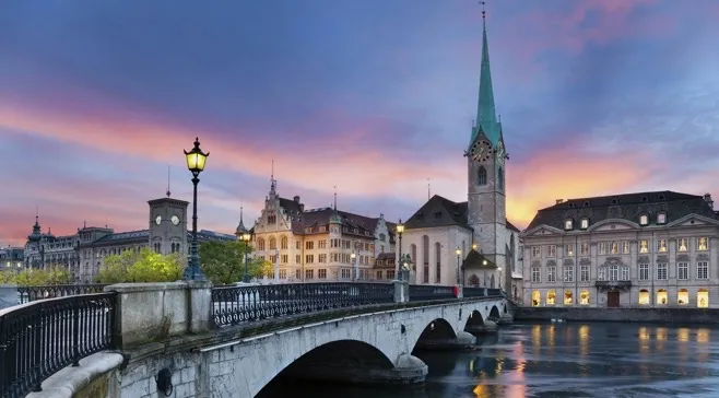 Zurich old town at dusk